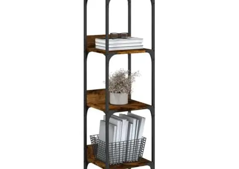 Bibliotecă 4 niveluri, stejar fumuriu, 35x30x138,5 cm - 4/5