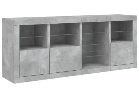 Servantă cu lumini LED, gri beton, 164x37x67 cm - 5/5