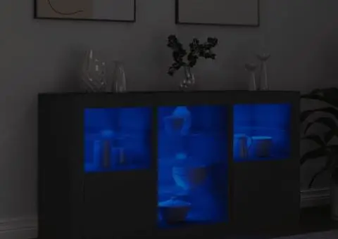 Servantă cu lumini LED, negru, 123x37x67 cm - 4/5