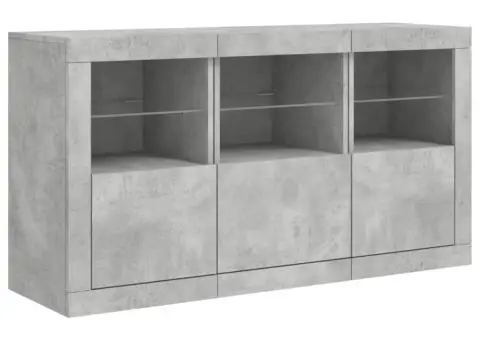 Servantă cu lumini LED, gri beton, 123x37x67 cm - 5/5