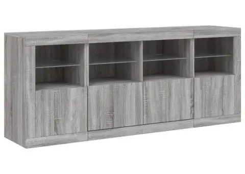 Servantă cu lumini LED, gri sonoma, 163x37x67 cm - 5/5