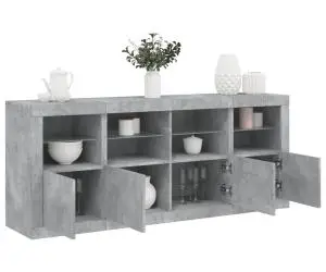 vidaXL Servantă cu lumini LED, gri beton, 163x37x67 cm