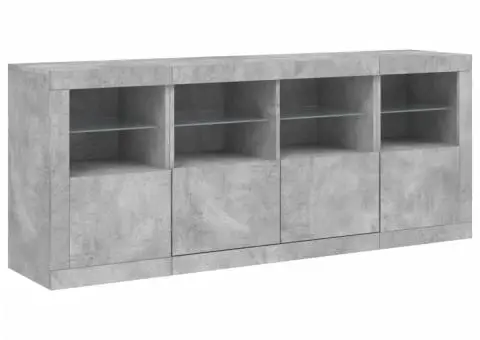 Servantă cu lumini LED, gri beton, 163x37x67 cm - 5/5
