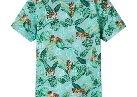 Tricou pentru copii, verde deschis melanj, 104 - 1/5