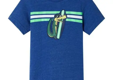 Tricou pentru copii, albastru închis melanj, 128 - 1/5