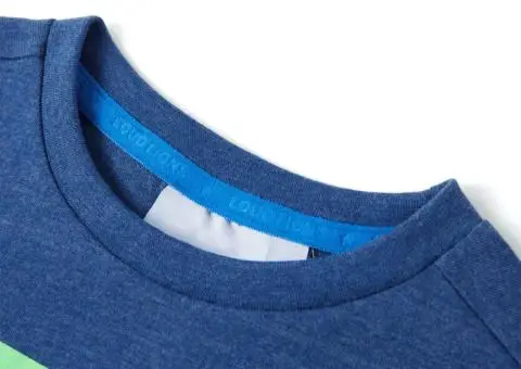 Tricou pentru copii, albastru închis melanj, 128 - 3/5