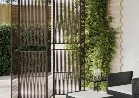 Separator de cameră cu 5 panouri, maro, poliratan - 1/5