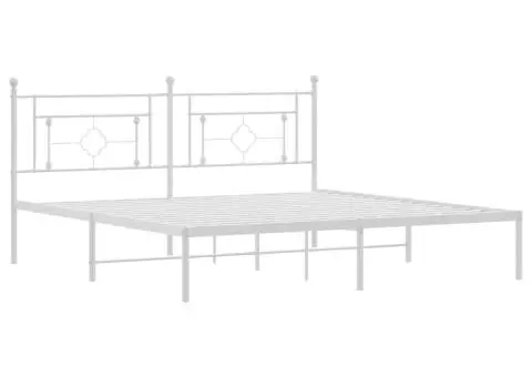 Cadru de pat metalic cu tăblie, alb, 183x213 cm - 4/5