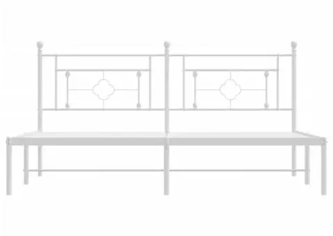 Cadru de pat metalic cu tăblie, alb, 183x213 cm - 5/5