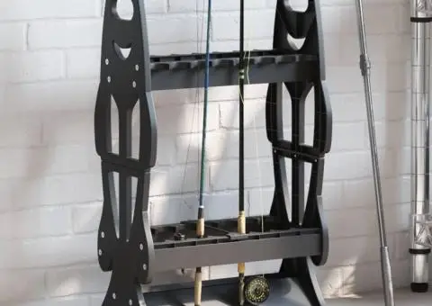 Suport undițe pentru 16 undițe, negru - 1/5