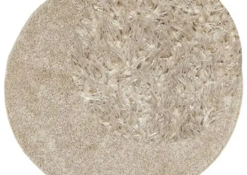 Covor ISTAN, cu fire înalte, aspect lucios, bej, Ø 120 cm - 3/5