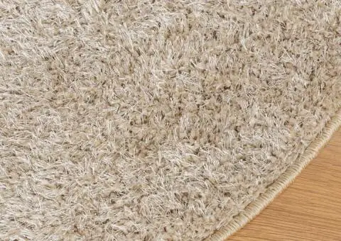 Covor ISTAN, cu fire înalte, aspect lucios, bej, Ø 120 cm - 4/5