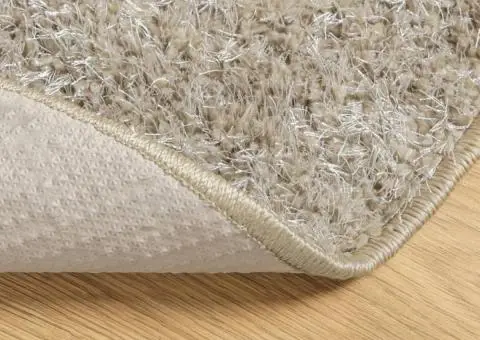 Covor ISTAN, cu fire înalte, aspect lucios, bej, Ø 120 cm - 5/5