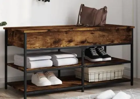 Bancă de pantofi, stejar fumuriu, 100x42,5x50 cm lemn prelucrat - 1/5