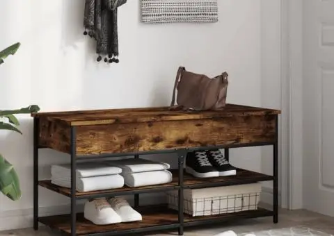 Bancă de pantofi, stejar fumuriu, 100x42,5x50 cm lemn prelucrat - 3/5