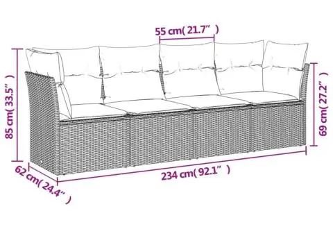 Set canapele de grădină, 4 piese, cu perne, maro poliratan maro - 3/3