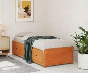 vidaXL Pat de zi fără saltea, maro ceruit, 90x200 cm, lemn masiv pin