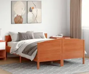 vidaXL Cadru pat fără saltea, maro ceruit, 120x200 cm, lemn masiv pin