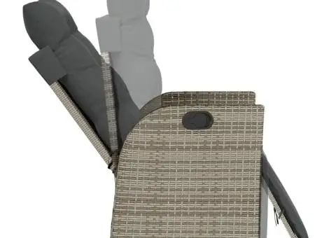 Set mobilier de grădină cu perne, 5 piese, gri, poliratan - 5/5