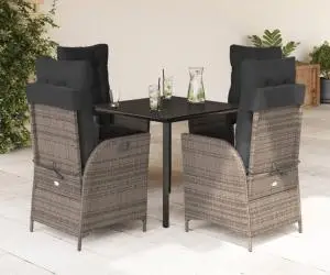 vidaXL Set mobilier de grădină cu perne, 5 piese, gri, poliratan