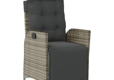 Set mobilier de grădină cu perne, 5 piese, gri, poliratan - 3/5