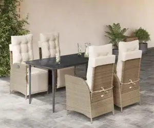 vidaXL Set mobilier de grădină cu perne, 5 piese, bej, poliratan