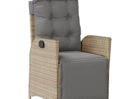 Set mobilier pentru grădină, 5 piese, cu perne, bej, poliratan - 3/5