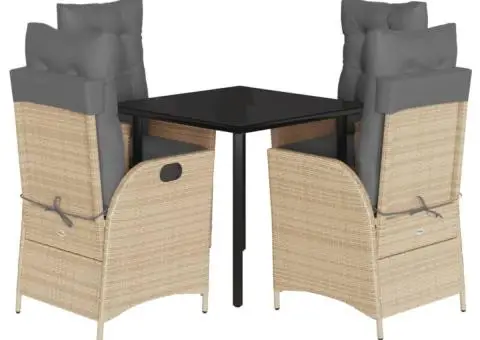 Set mobilier pentru grădină, 5 piese, cu perne, bej, poliratan - 2/5