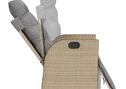 Set mobilier pentru grădină, 5 piese, cu perne, bej, poliratan - 5/5