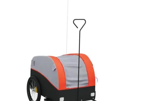 Remorcă pentru biciclete, negru și portocaliu, 45 kg, fier - 2/5