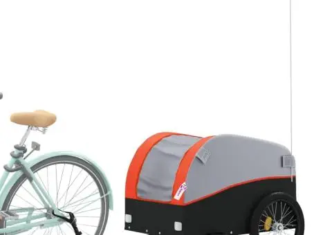Remorcă pentru biciclete, negru și portocaliu, 45 kg, fier - 3/5