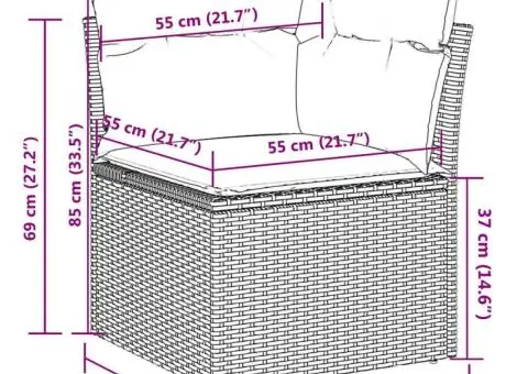 Set canapele de grădină cu perne, 8 piese, gri, poliratan - 4/4
