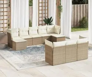 vidaXL Set canapele de grădină cu perne, 10 piese, bej, poliratan