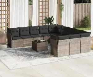 vidaXL Set canapele de grădină cu perne, 12piese gri deschis poliratan