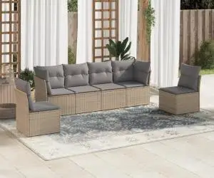 vidaXL Set canapele de grădină cu perne, 6 piese, bej, poliratan