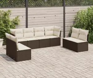 vidaXL Set canapele de grădină cu perne, 8 piese, maro, poliratan