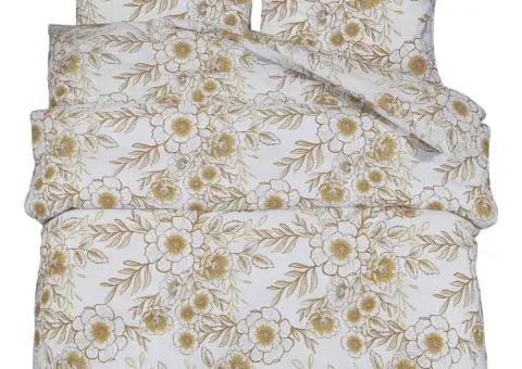 Set cu husă de pilotă, alb și maro, 200x200 cm, bumbac - 2/5