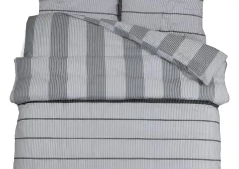 Set cu husă de pilotă, gri, 200x200 cm, bumbac - 2/5