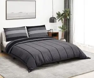 vidaXL Set cu husă de pilotă, gri închis, 140x200 cm, bumbac