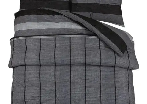 Set cu husă de pilotă, gri închis, 140x200 cm, bumbac - 2/5