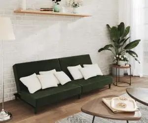 vidaXL Canapea extensibilă cu 2 locuri, verde închis, catifea