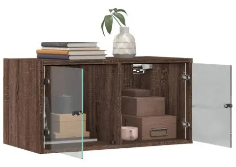 Dulapuri de perete cu uși din sticlă 2 buc. stejar maro - 5/5