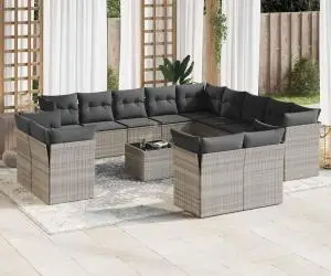 vidaXL Set mobilier de grădină cu perne,14 piesegri deschis, poliratan