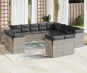 vidaXL Set canapele de grădină cu perne, 13piese gri deschis poliratan