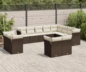 vidaXL Set canapele de grădină cu perne, 12 piese, maro, poliratan
