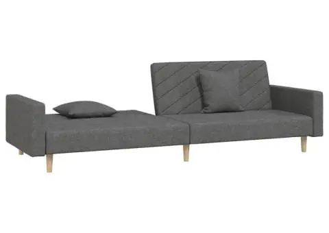 Canapea extensibilă cu 2 locuri, 2 perne, gri închis, textil - 4/5