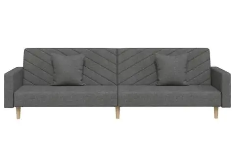 Canapea extensibilă cu 2 locuri, 2 perne, gri închis, textil - 5/5