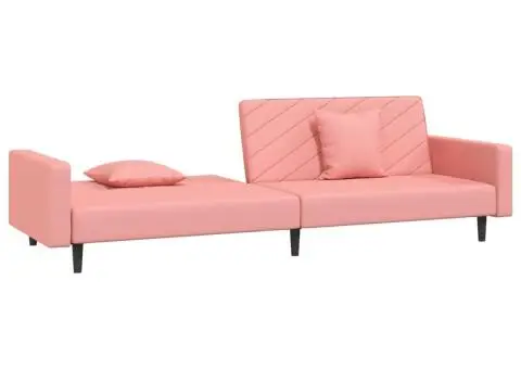 Canapea extensibilă cu 2 locuri, 2 perne, roz, catifea - 4/5