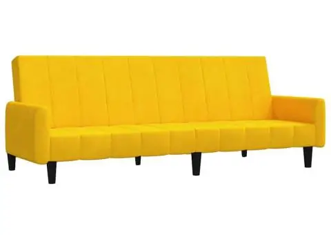 Canapea extensibilă cu 2 locuri, galben, catifea - 2/5