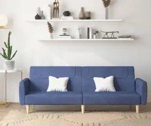 vidaXL Canapea extensibilă cu 2 locuri, albastru, material textil